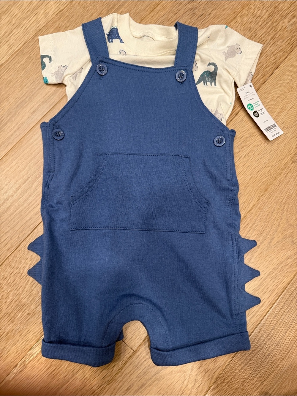 Carter's Cream Baby Outfit with Blue Dino Accents